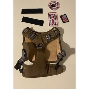 Tactical Service dog Vest. Medium Brown Color With Patches.